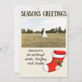 Christmas Stocking Seasons Greetings Photo Card Feestdagenkaart (Voorkant)