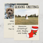 Christmas Stocking Seasons Greetings Photo Card Feestdagenkaart (Voorkant / Achterkant)