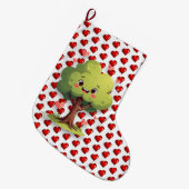 Christmas Stocking, Tree Red Hearts Love Grote Kerstsok (Voorkant (Hangend))