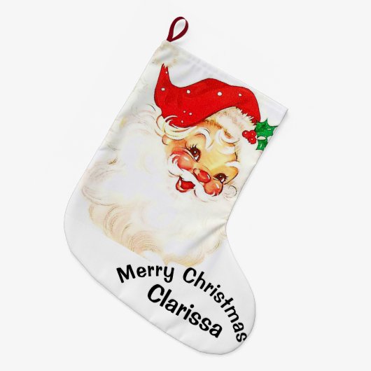 Christmas Stocking,   Vintage Santa  Grote Kerstsok (Voorkant (Hangend))
