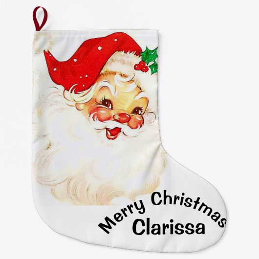 Christmas Stocking,   Vintage Santa  Grote Kerstsok (Voorkant)