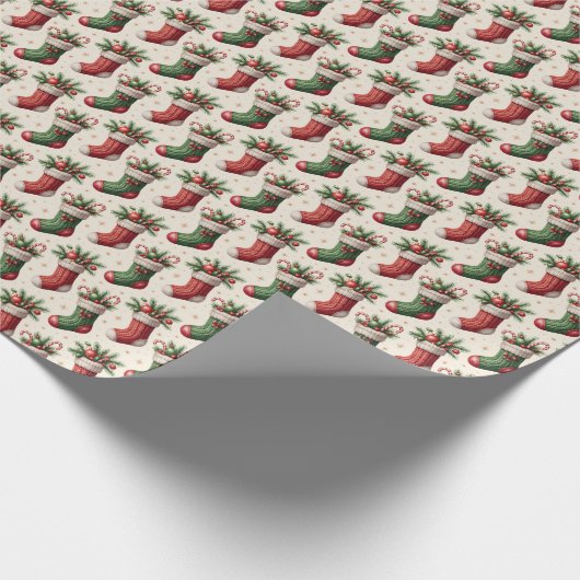 Christmas Stocking Wrapping Paper Cadeaupapier (Hoek)