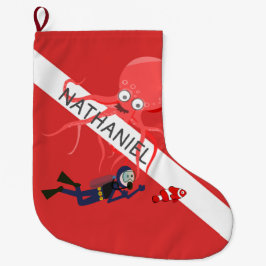 CHRISTMAS STOCKINGS, DIVER, OCTOPUS, SCUBA FLAG GROTE KERSTSOK