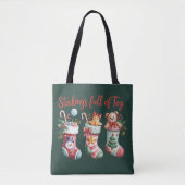 Christmas Stockings Full Of Joy Holiday Preppy  Tote Bag (Voorkant)