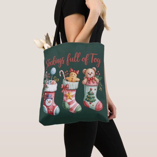 Christmas Stockings Full Of Joy Holiday Preppy  Tote Bag (Dichtbij)