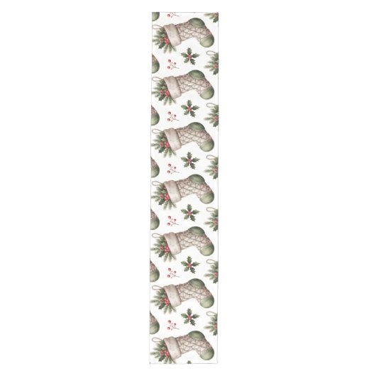 Christmas Stockings Winter Berries Medium Tafelloper (Voorkant)