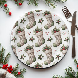 Christmas Stockings Winter Berries Papieren Bordje