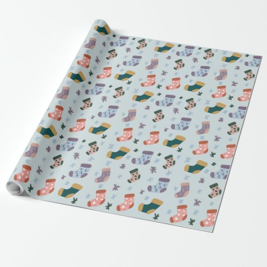 Christmas Stockings Wrapping Paper Cadeaupapier (Uitgerold)