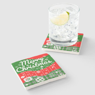 Christmas Stone Coaster – White Ornaments Stenen Onderzetter