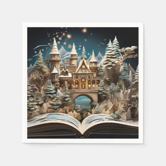 Christmas Storybook Castle Pop-up Papier servet (Voorkant)