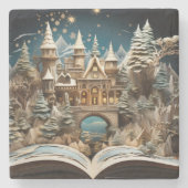 Christmas Storybook Castle Pop-Up Stone Onderzette Stenen Onderzetter (Voorkant)