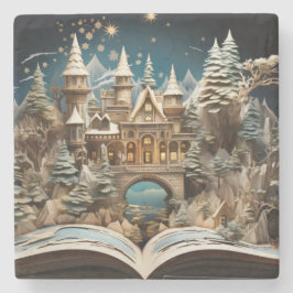 Christmas Storybook Castle Pop-Up Stone Onderzette Stenen Onderzetter