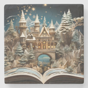 Christmas Storybook Castle Pop-Up Stone Onderzette Stenen Onderzetter