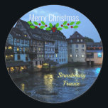 Christmas, Straatsburg, Frankrijk Ronde Sticker<br><div class="desc">Prachtig Straatsburg,  Frankrijk,  vrolijk kerstfeest!</div>