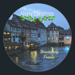 Christmas, Straatsburg, Frankrijk Ronde Sticker<br><div class="desc">Prachtig Straatsburg,  Frankrijk,  vrolijk kerstfeest!</div>