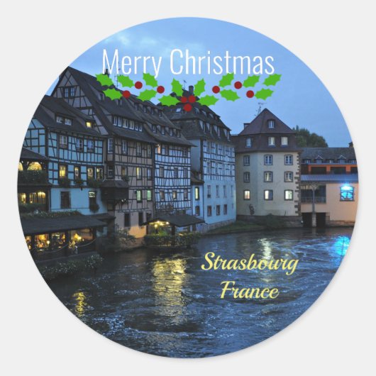 Christmas, Straatsburg, Frankrijk Ronde Sticker (Voorkant)