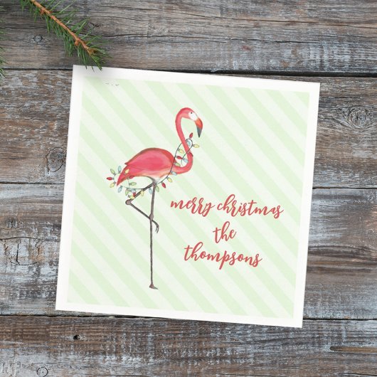 Christmas String Lights Festive Cute Flamingo Servet