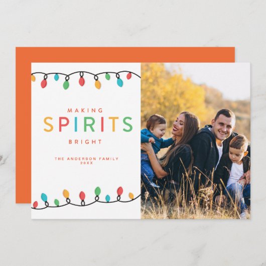 Christmas String Lights Making Spirits Bright Kaart (Voorkant / Achterkant)