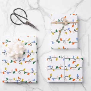 Christmas String Lights Wrapping Paper Sheet Set