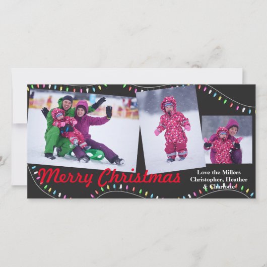 Christmas String of Lights - Kerstfotokaart Feestdagenkaart (Voorkant)