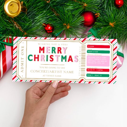 Christmas Stripe Concert Ticket Cadeaubon Kaart