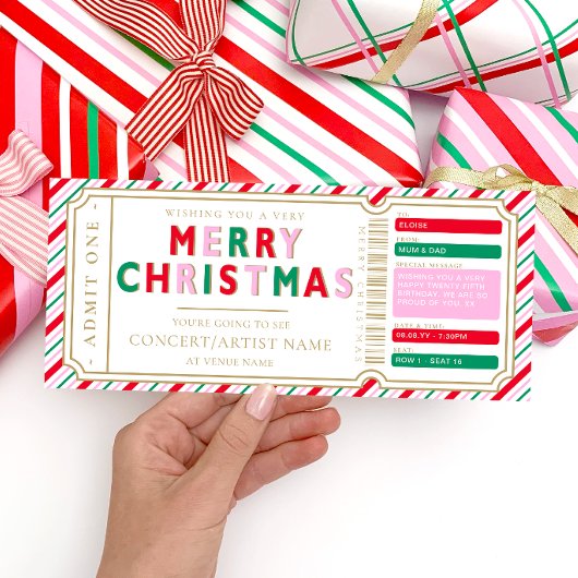 Christmas Stripe Concert Ticket Cadeaubon Kaart