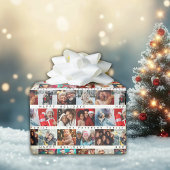 Christmas Stripe Fotonaam Collage Holiday Cadeaupapier