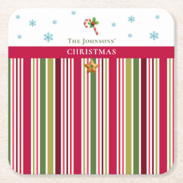 Christmas Striped– Holiday Cooking & Baking Gift Kartonnen Onderzetters