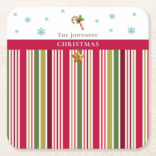 Christmas Striped– Holiday Cooking & Baking Gift Kartonnen Onderzetters (Voorkant)
