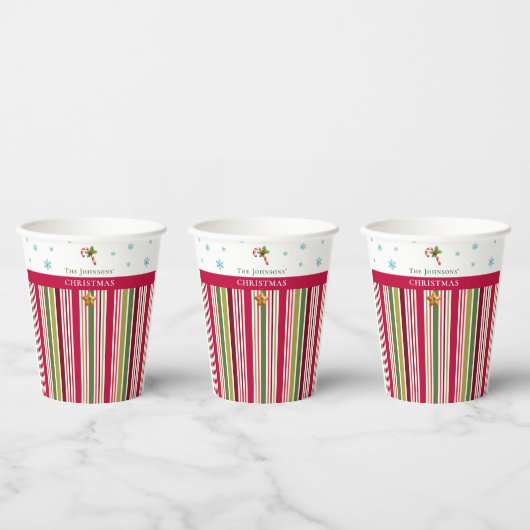Christmas Striped– Holiday Cooking & Baking Gift Papieren Bekers (Multi)
