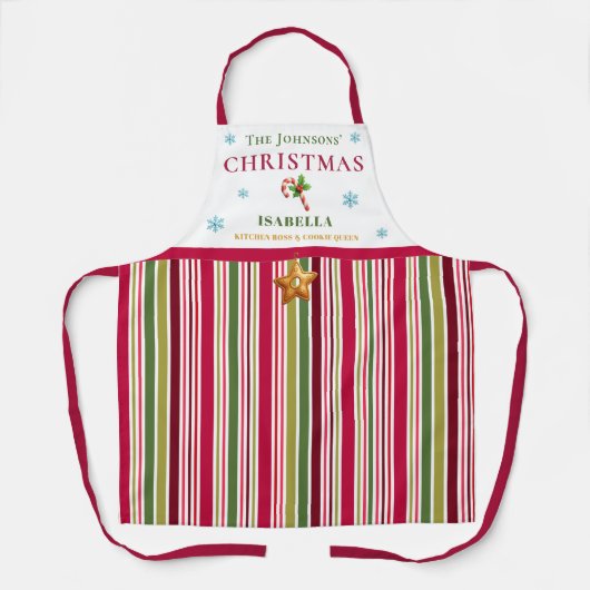 Christmas Striped– Holiday Cooking & Baking Gift Schort (Voorkant)