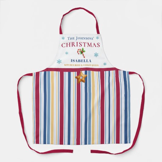 Christmas Striped– Holiday Cooking & Baking Gift Schort (Voorkant)