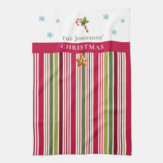 Christmas Striped– Holiday Cooking & Baking Gift Theedoek (Verticaal)