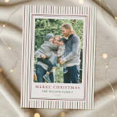 Christmas Stripes Een foto Feestdagenkaart