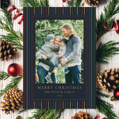 Christmas Stripes Een foto Feestdagenkaart