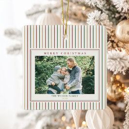 Christmas Stripes Een foto Keramisch Ornament