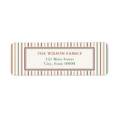 Christmas Stripes Retour Adreslabel Etiket (Voorkant)