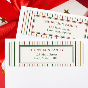 Christmas Stripes Retour Adreslabel Etiket