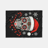 Christmas Sugar Calavera Skull Santa Hat Candy Can Fleece Deken (Voorkant (Horizontaal))