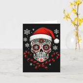 Christmas Sugar Calavera Skull Santa Hat Candy Can Kaart (Gele Bloem)