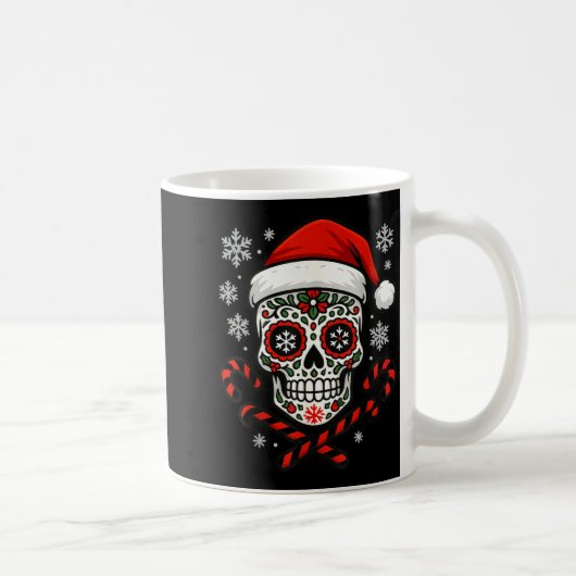 Christmas Sugar Calavera Skull Santa Hat Candy Can Koffiemok (Rechts)