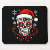 Christmas Sugar Calavera Skull Santa Hat Candy Can Muismat (Voorkant)