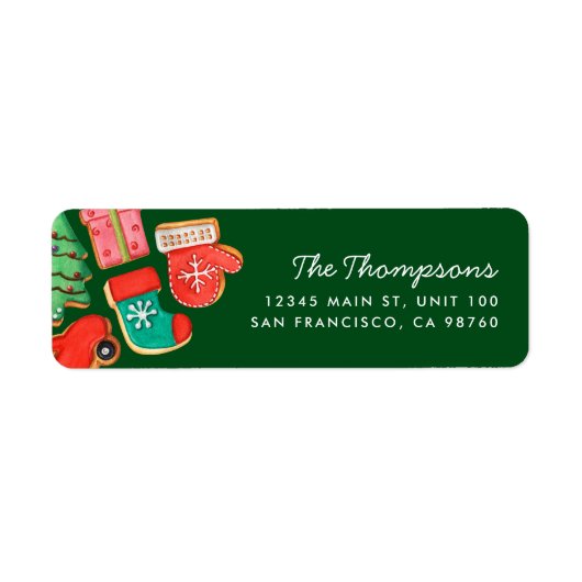 Christmas Sugar Cookie Groen retour adreslabel Etiket (Voorkant)
