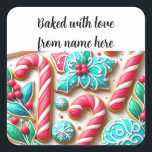 Christmas Sugar Cookies Package Sticker<br><div class="desc">Maak uw zelfgemaakte vakantie cadeau pakketten klaar met deze levendige kleurrijke labels. Ze laten suikerkoekjes zien in de vorm van snoeprieten en hulst- en sneeuwvlokvormige design gekleed in koninklijke ijsblokjes. Personaliseer ze door jouw namen toe te voegen.</div>