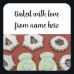 Christmas Sugar Cookies Package Sticker<br><div class="desc">Maak uw zelfgemaakte kerstcadeaus klaar met deze decoratieve labels. Ze tonen suikerkoekjes in de vorm van sneeuwvlokken,  wanten en bomen versierd met witte,  blauwe en groene koninklijke ijsjes afgestoft met sprinkles. Personaliseer ze door jouw namen toe te voegen.</div>