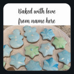 Christmas Sugar Cookies Package Sticker<br><div class="desc">Maak uw zelfgemaakte kerstcadeaus klaar met deze decoratieve labels. Ze tonen suikerkoekjes in de vorm van sterren en sneeuwpoppen,  versierd met blauwe en groene bonte koninklijke ijsjes. Personaliseer ze door jouw namen toe te voegen.</div>