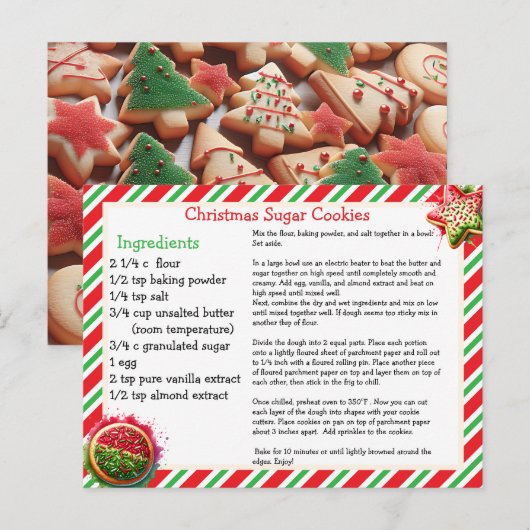 Christmas Sugar Cookies Recipe Card Briefkaart (Voorkant / Achterkant)