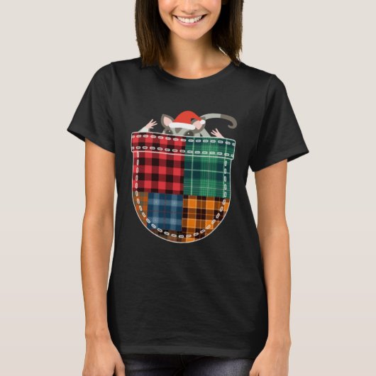 Christmas Sugar Glider with Santa Hat in Plaid Poc T-shirt (Voorkant)