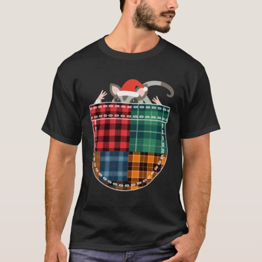 Christmas Sugar Glider with Santa Hat in Plaid Poc T-shirt (Voorkant)