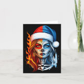 Christmas Sugar Skull Art Woman Santa Hat Fantasy  Kaart (Voorkant)